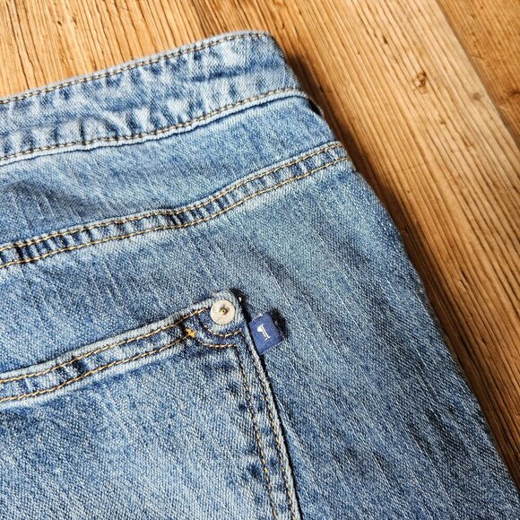 Pilcro Anthropologie Heritage Boyfriend Distressed Blue Crop Jeans Frayed Hem 16 - Picture 5 of 14